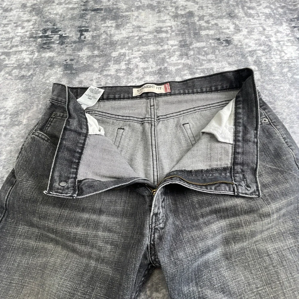 Levi's Mens 36x30 505 Straight Fit Jeans Faded Black Denim Casual Classic